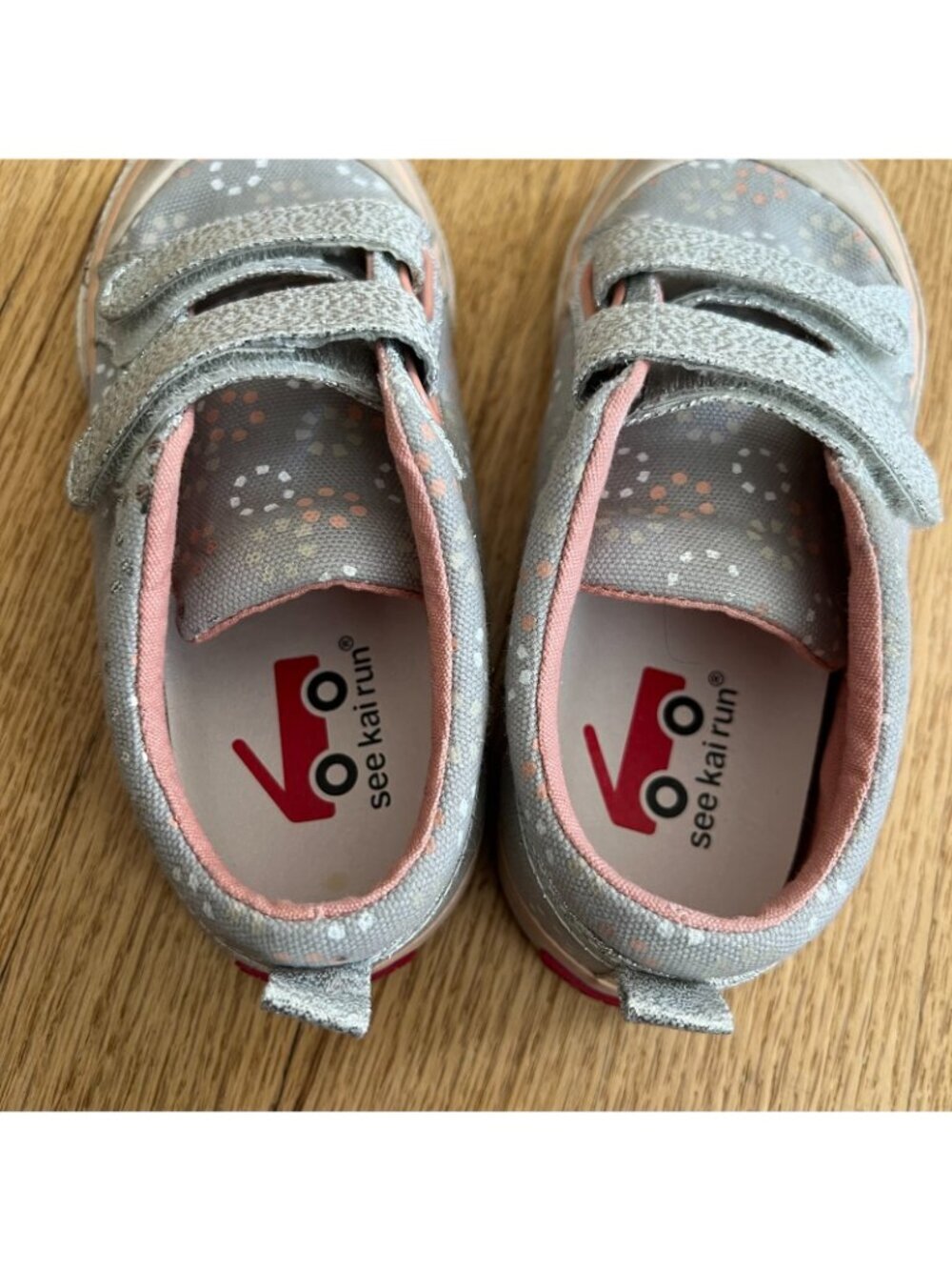 See Kai Run Robyne Gray Pink Canvas Sneakers Little Kid's Size 11 - Picture 7 of 10